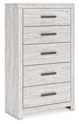 Cayboni Full Panel Bed with Mirrored Dresser, Chest and 2 Nightstands in Whitewash from Ashley - Luna Furniture