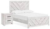 Cayboni Full Panel Bed with Nightstand in Whitewash from Ashley - Luna Furniture