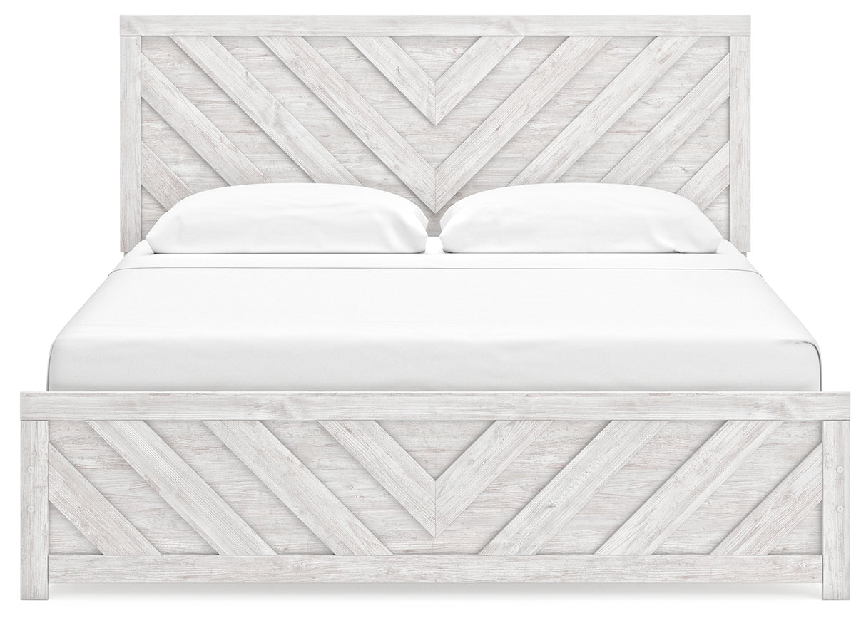 Cayboni King Panel Bed with Dresser and Nightstand in Whitewash from Ashley - Luna Furniture