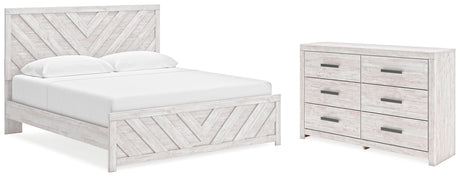 Cayboni King Panel Bed with Dresser in Whitewash from Ashley - Luna Furniture