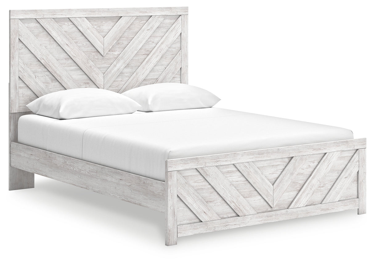 Cayboni Queen Panel Bed with Dresser and Nightstand in Whitewash from Ashley - Luna Furniture