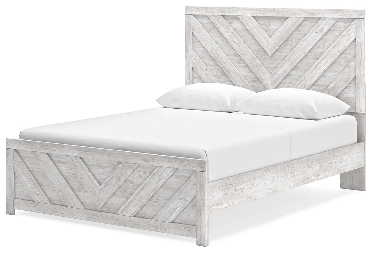 Cayboni Queen Panel Bed with Dresser and Nightstand in Whitewash from Ashley - Luna Furniture