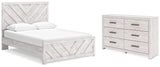 Cayboni Queen Panel Bed with Dresser in Whitewash from Ashley - Luna Furniture