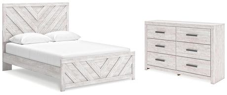 Cayboni Queen Panel Bed with Dresser in Whitewash from Ashley - Luna Furniture