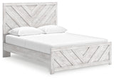 Cayboni Queen Panel Bed with Mirrored Dresser and Nightstand in Whitewash from Ashley - Luna Furniture