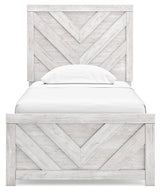 Cayboni Twin Panel Bed with Dresser and Nightstand in Whitewash from Ashley - Luna Furniture