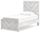 Cayboni Twin Panel Bed with Dresser and Nightstand in Whitewash from Ashley - Luna Furniture