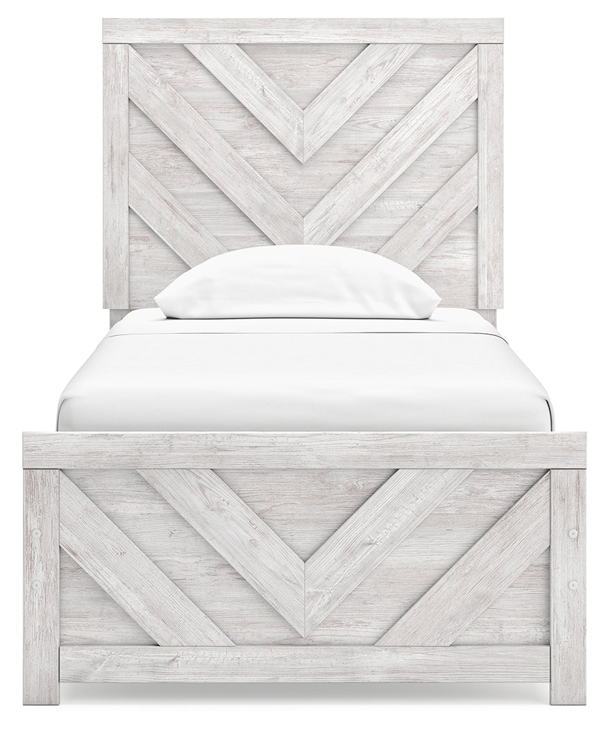 Cayboni Twin Panel Bed with Dresser in Whitewash from Ashley - Luna Furniture