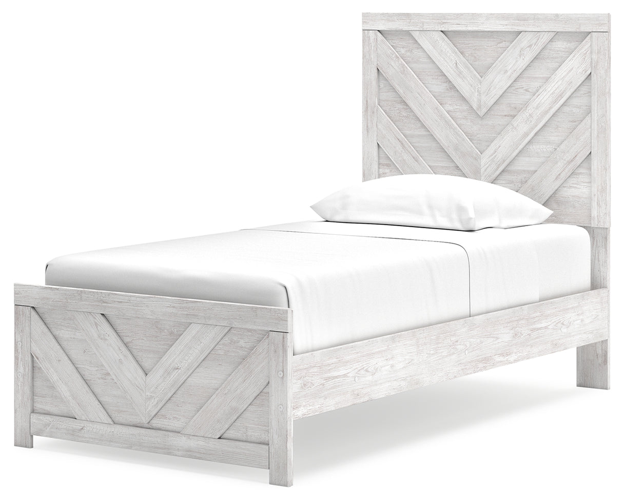 Cayboni Twin Panel Bed with Dresser in Whitewash from Ashley - Luna Furniture