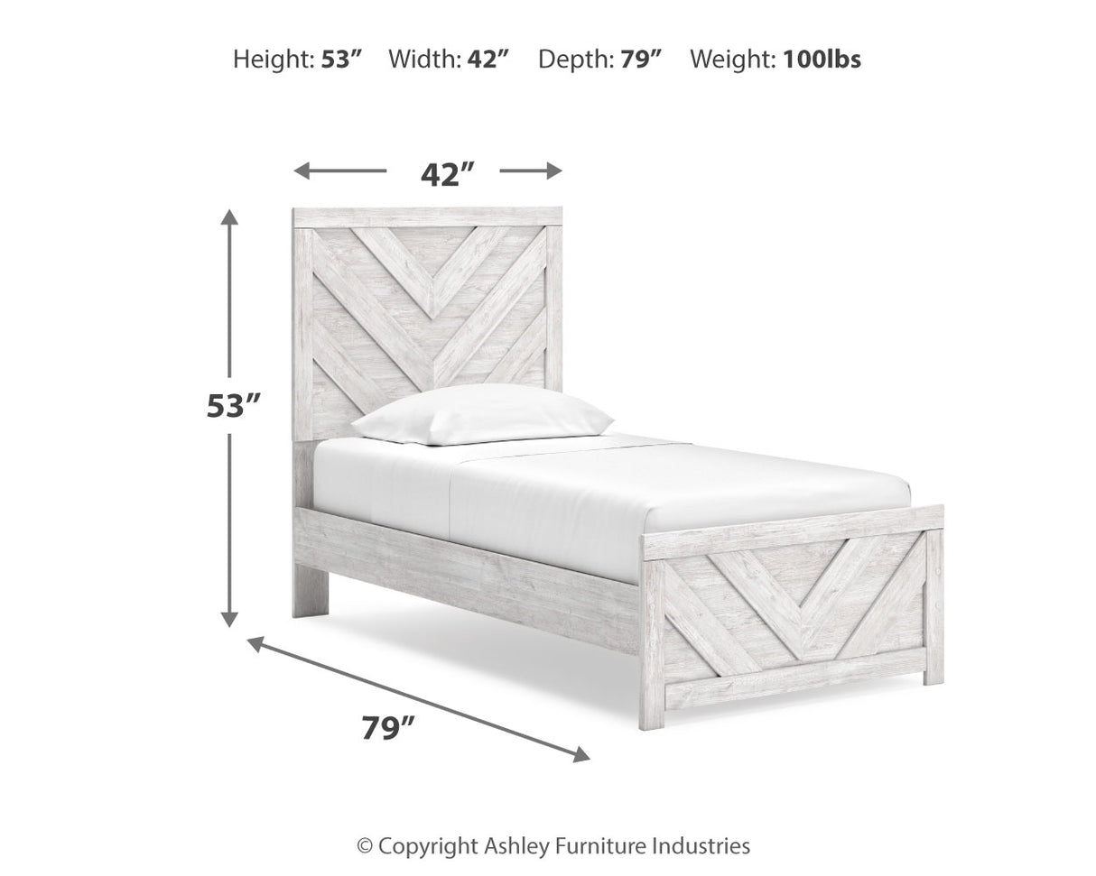 Cayboni Twin Panel Bed with Dresser in Whitewash from Ashley - Luna Furniture