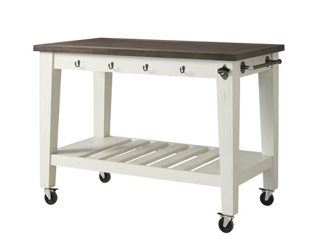 Cayla Two Tone Kitchen Cart, Dark Oak & White - CY400CKW