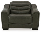 Center Line 2-Piece Sectional with Recliner in Dark Gray - PKG013233