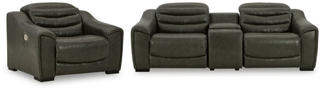 Center Line 3-Piece Sectional with Recliner in Dark Gray - PKG013234