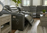 Center Line 6-Piece Sectional with Recliner in Dark Gray - PKG013236