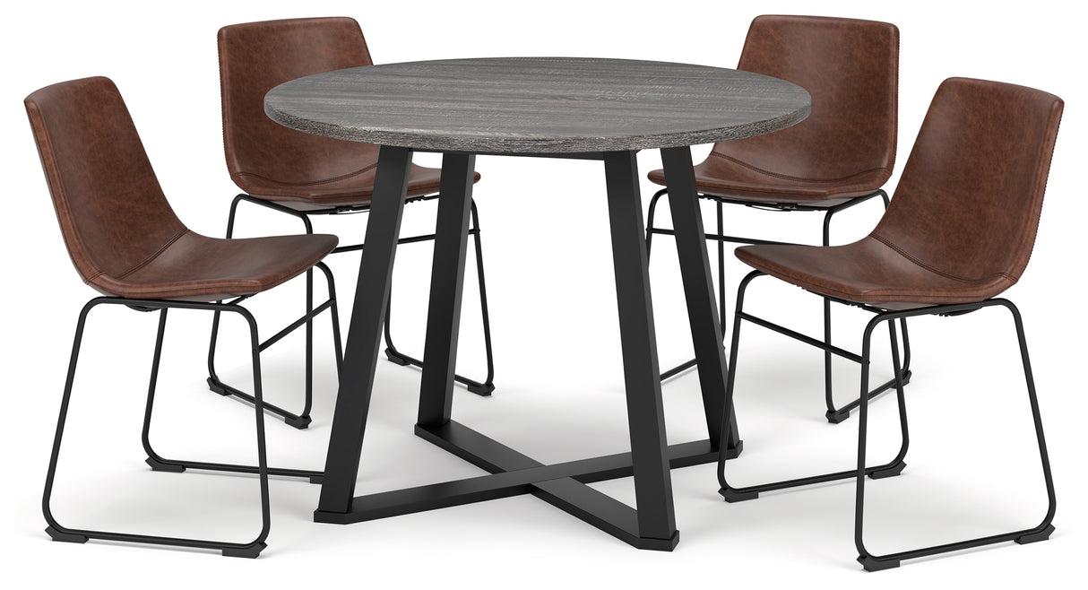 Centiar Dining Table and 4 Chairs in Gray/Black - PKG013934