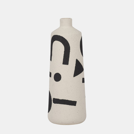 Cer, 10" Funky Vase, Ivory/black from Sagebrook Home - Luna Furniture