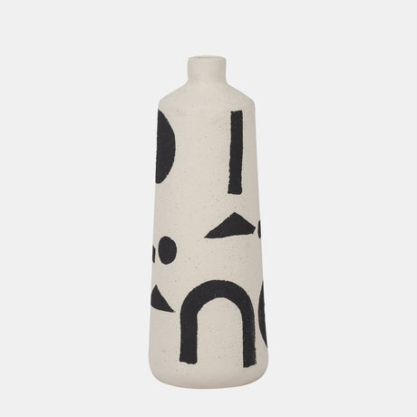 Cer, 10" Funky Vase, Ivory/black from Sagebrook Home - Luna Furniture