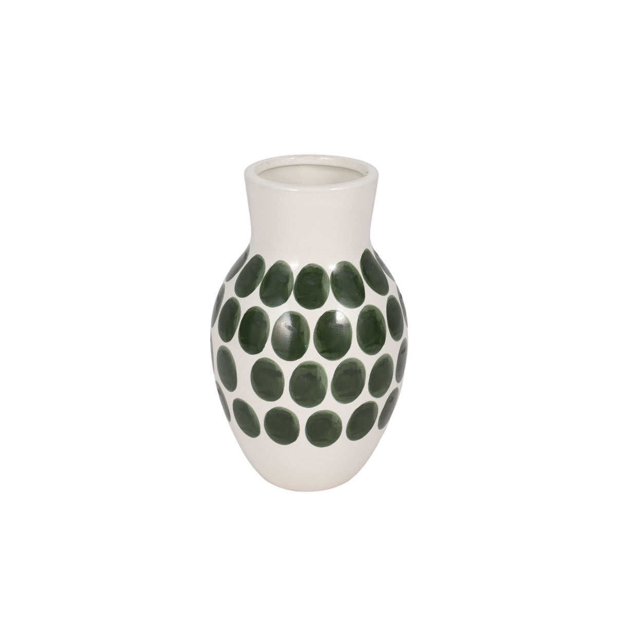 Cer, 10"h Forest Green Polk-a-dot Flower Vase,wht from Sagebrook Home - Luna Furniture