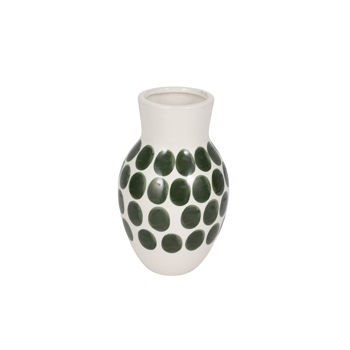 Cer, 10"h Forest Green Polk-a-dot Flower Vase,wht from Sagebrook Home - Luna Furniture