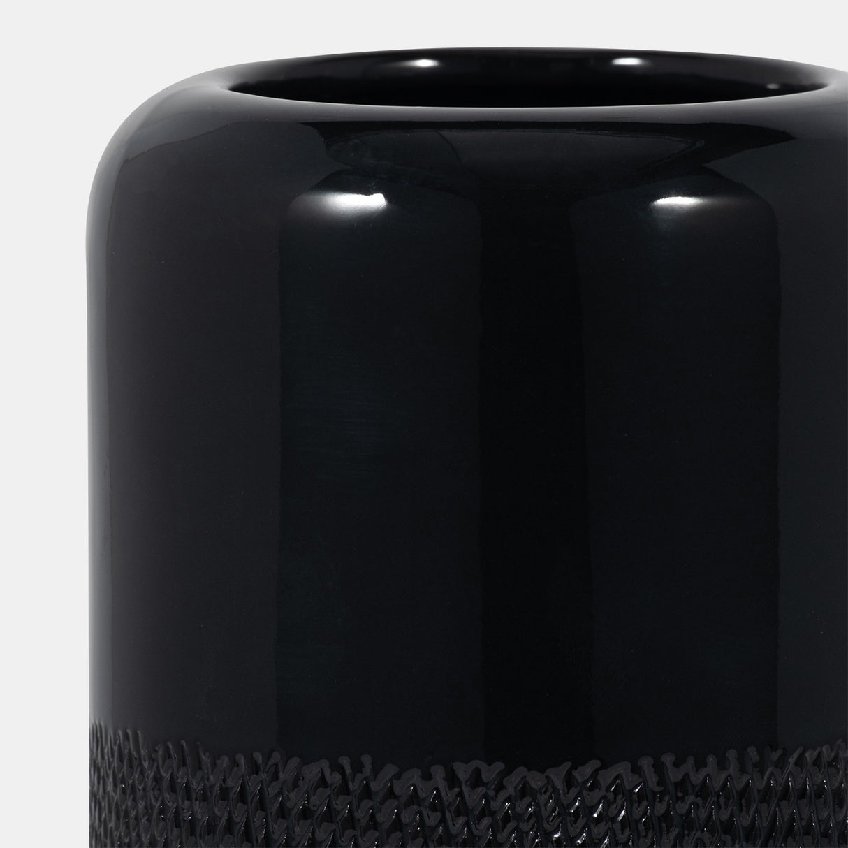 Cer, 10"h Grooved Vase, Black from Sagebrook Home - Luna Furniture