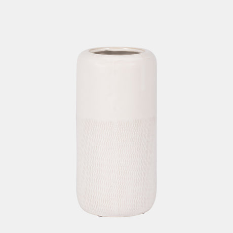 Cer, 10"h Grooved Vase, Ivory from Sagebrook Home - Luna Furniture