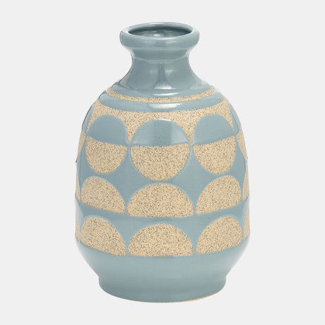 Cer, 10"h Half Circles Vase, Cameo Blue from Sagebrook Home - Luna Furniture