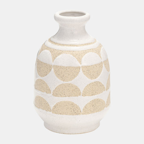 Cer, 10"h Half Circles Vase, Ivory from Sagebrook Home - Luna Furniture