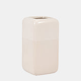 Cer, 10" Squared Grooved Vase, Ivory from Sagebrook Home - Luna Furniture