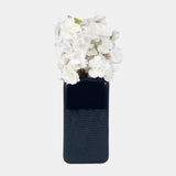 Cer, 10" Squared Grooved Vase, Navy Blue from Sagebrook Home - Luna Furniture