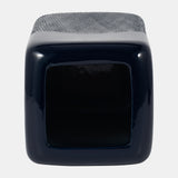 Cer, 10" Squared Grooved Vase, Navy Blue from Sagebrook Home - Luna Furniture