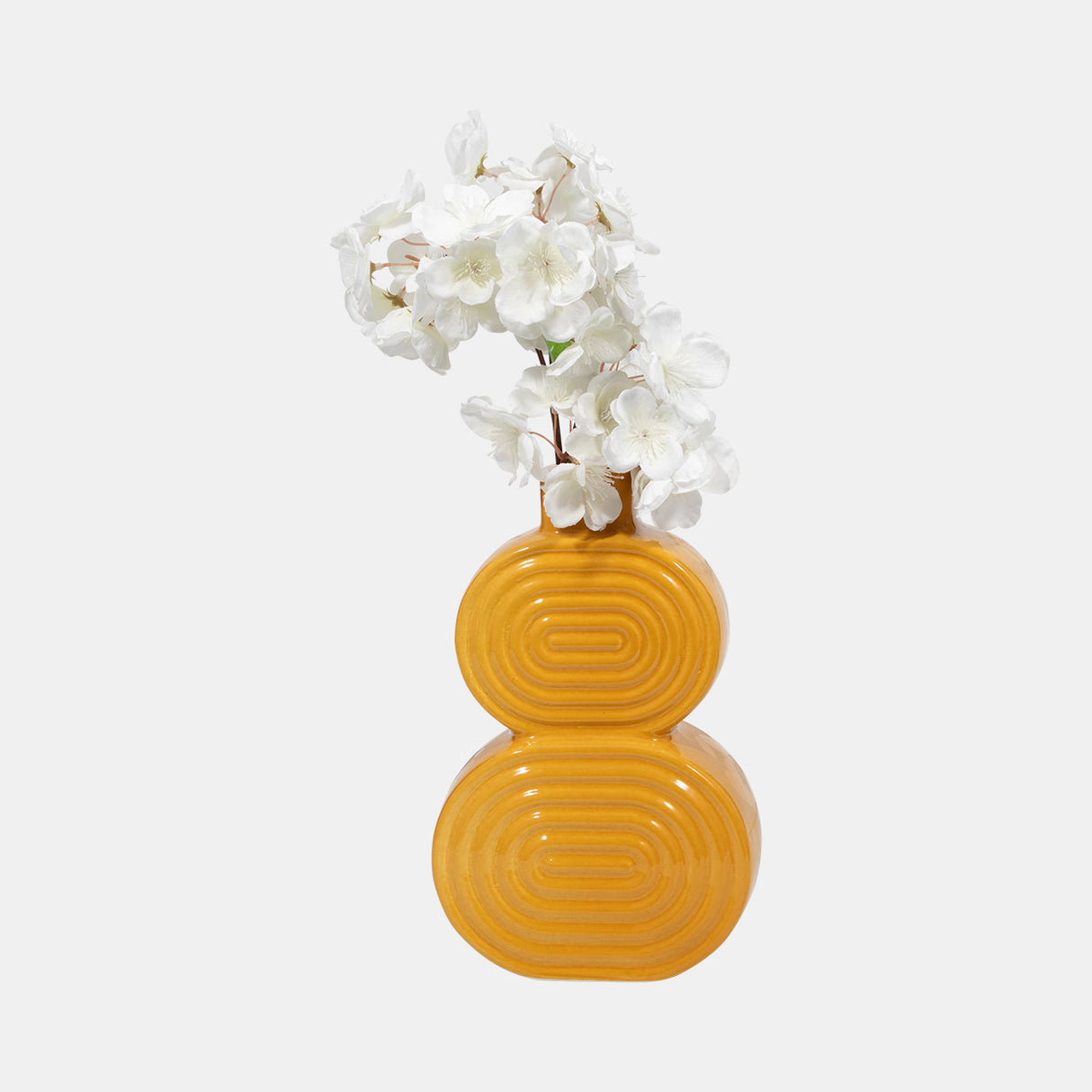 Cer, 10" Stacked Circles Vase, Mustard Gold from Sagebrook Home - Luna Furniture