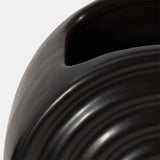 Cer, 11" Oval Ridged Vase, Black from Sagebrook Home - Luna Furniture