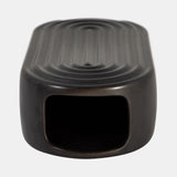 Cer, 11" Oval Ridged Vase, Black from Sagebrook Home - Luna Furniture