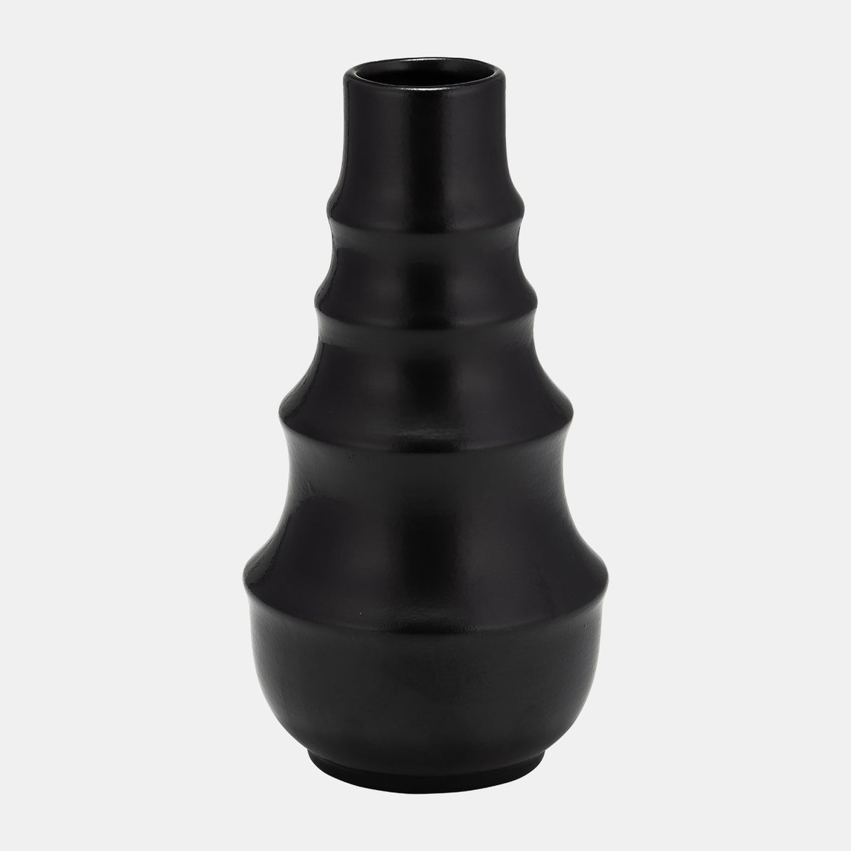 Cer,11" Ring Pattern Vase,black from Sagebrook Home - Luna Furniture