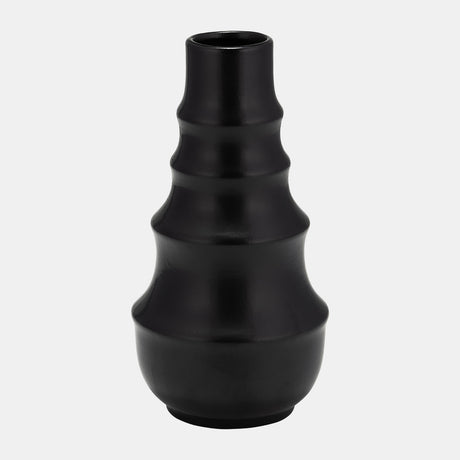 Cer,11" Ring Pattern Vase,black from Sagebrook Home - Luna Furniture