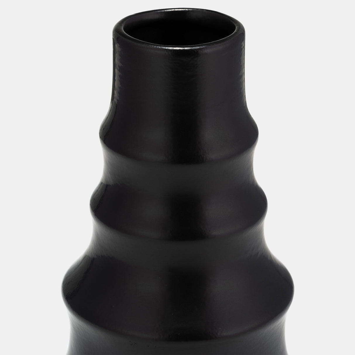 Cer,11" Ring Pattern Vase,black from Sagebrook Home - Luna Furniture