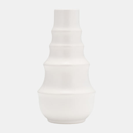 Cer,11",ring Pattern Vase,white from Sagebrook Home - Luna Furniture