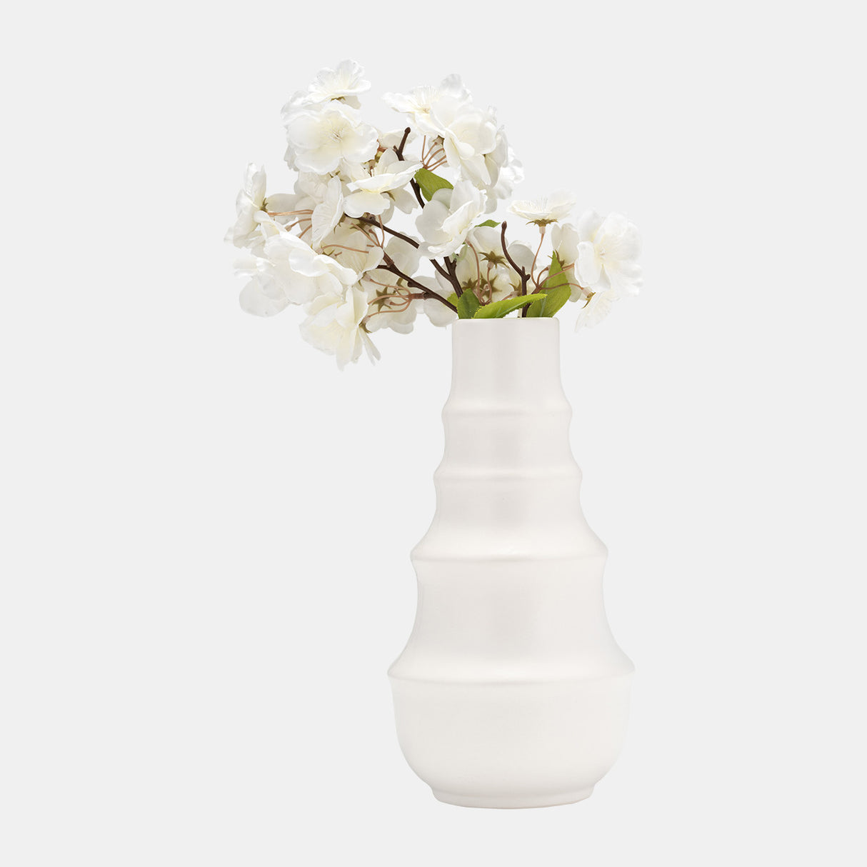 Cer,11",ring Pattern Vase,white from Sagebrook Home - Luna Furniture