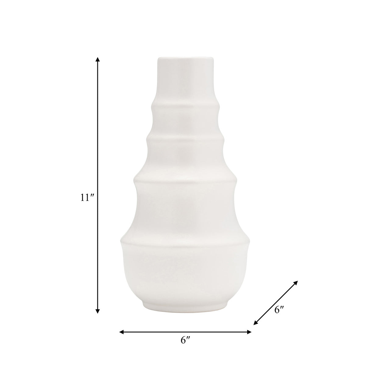 Cer,11",ring Pattern Vase,white from Sagebrook Home - Luna Furniture