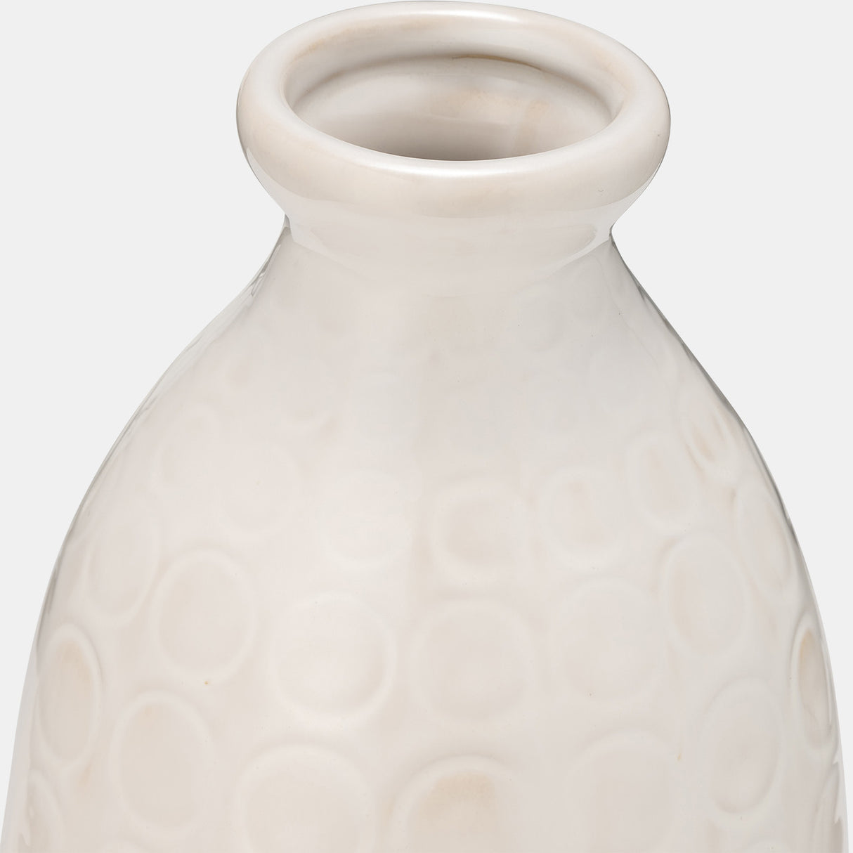 Cer, 12" Circles Vase, Beige from Sagebrook Home - Luna Furniture