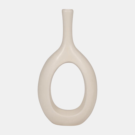 Cer, 12" Curved Open Cut Out Vase, Cotton from Sagebrook Home - Luna Furniture