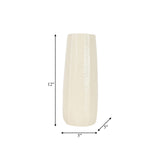 Cer, 12" Etched Lines Cylinder Vase, Cotton - 18627-01