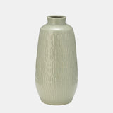 Cer, 12"h Carved Vase, Cucumber from Sagebrook Home - Luna Furniture