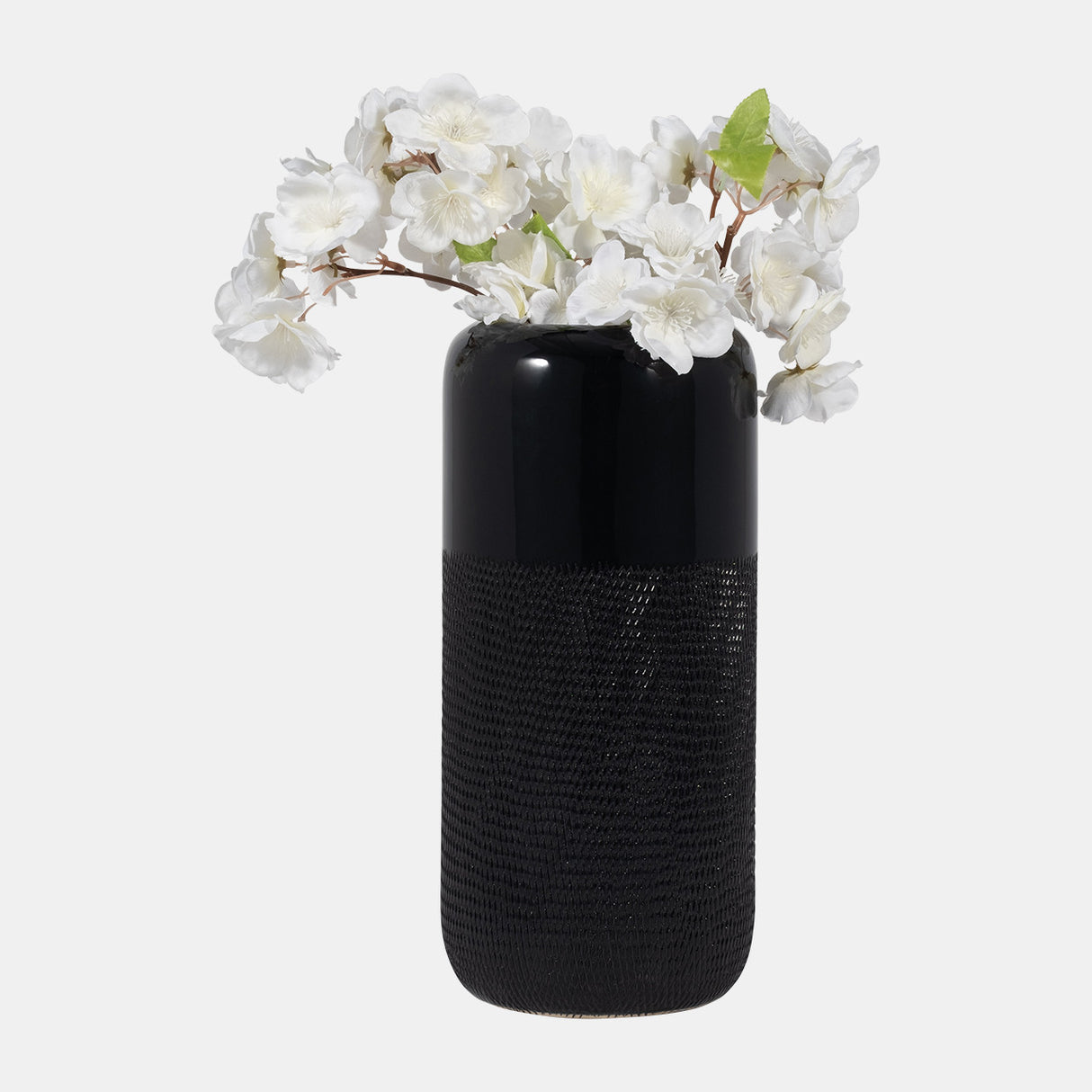 Cer, 12"h Grooved Vase, Black from Sagebrook Home - Luna Furniture