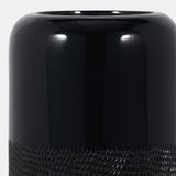 Cer, 12"h Grooved Vase, Black from Sagebrook Home - Luna Furniture