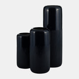 Cer, 12"h Grooved Vase, Navy Blue from Sagebrook Home - Luna Furniture