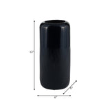 Cer, 12"h Grooved Vase, Navy Blue from Sagebrook Home - Luna Furniture