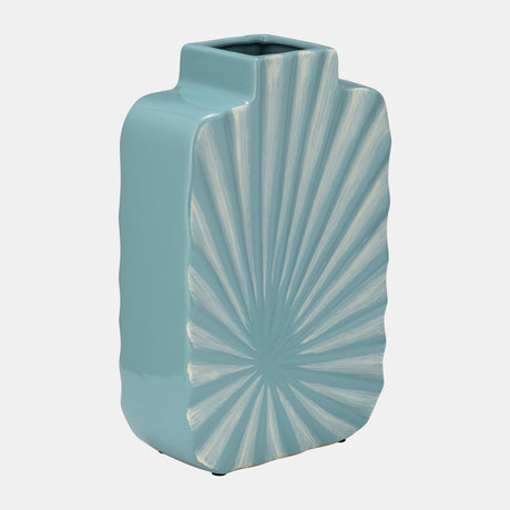 Cer, 12"h Textured Vase, Aqua from Sagebrook Home - Luna Furniture