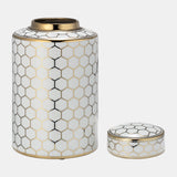 Cer, 12" Honeycomb Jar W/ Lid, Gold from Sagebrook Home - Luna Furniture