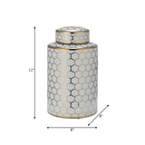 Cer, 12" Honeycomb Jar W/ Lid, Gold from Sagebrook Home - Luna Furniture